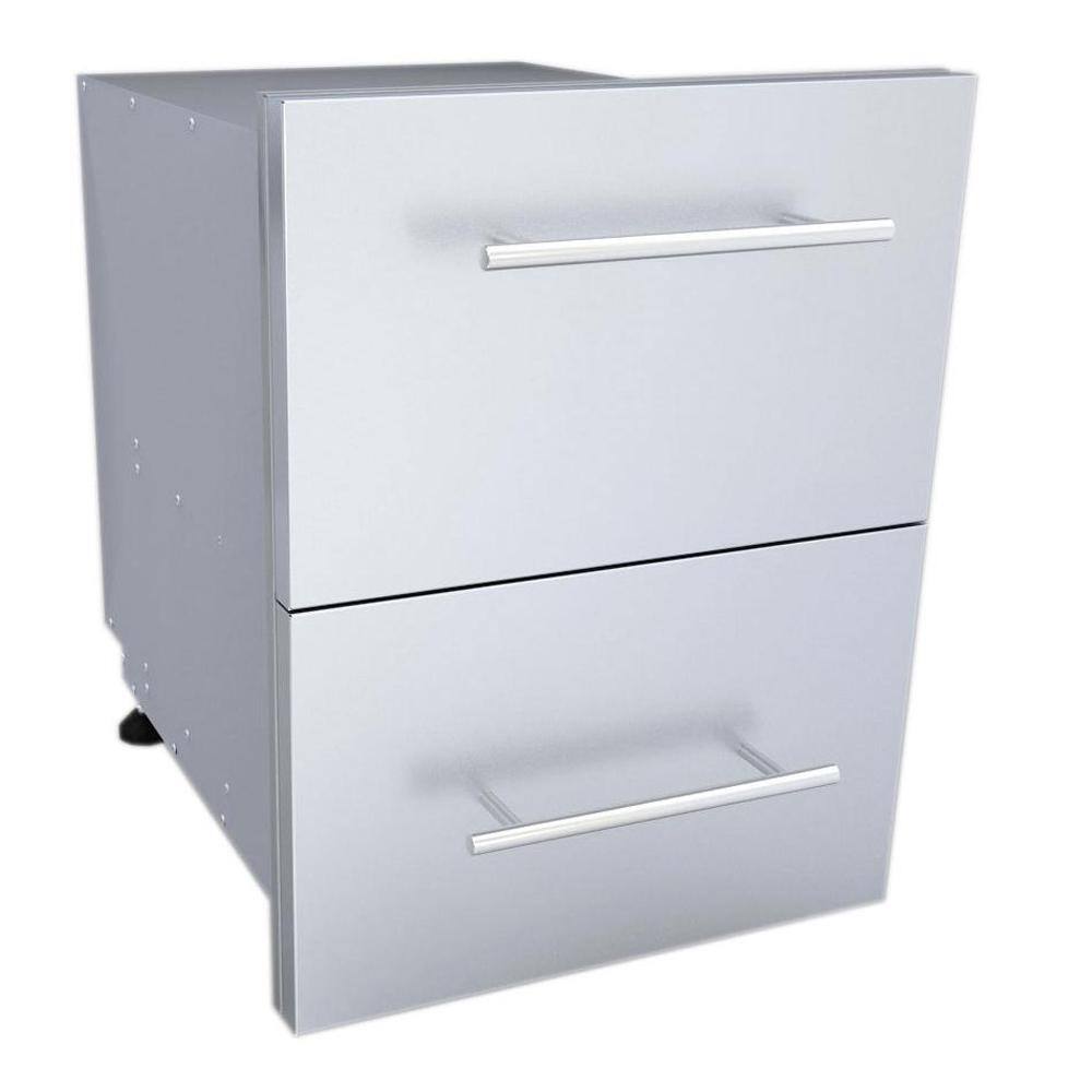 Sunstone Designer Series Raised Style 18 in. 304 Stainless Steel Paper Towel Drawer Combo DE-DPCF23