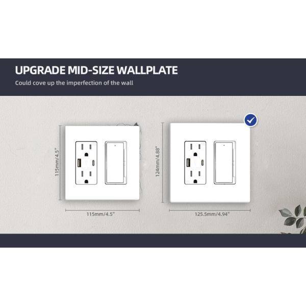 ELEGRP 2-Gang Midsize Screwless DecoratorRocker Wall Plate White (5-Pack) 3032GM-WH5