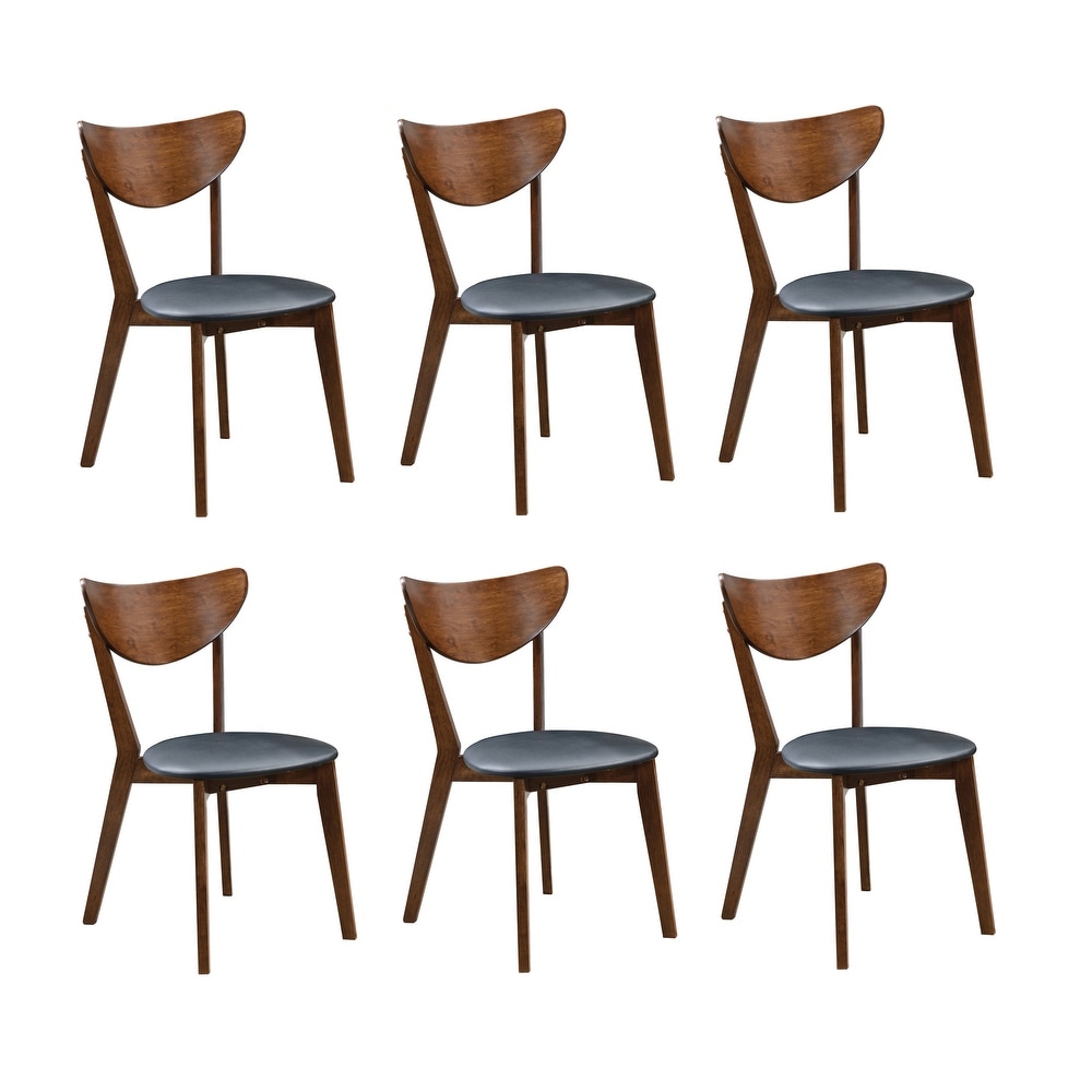 Marvin Black and Dark Walnut Open Back Dining Chairs (Set of 6)