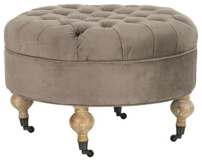 Lark Tufted Round Ottoman Mushroom Taupe   Modern   Footstools And Ottomans   by Virgil Stanis Design  Houzz