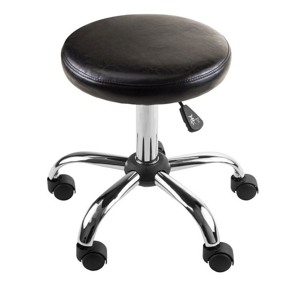 Clark Adjustable Cushion Seat Swivel Stool， Black and Chrome - Black / Metal - 21.97