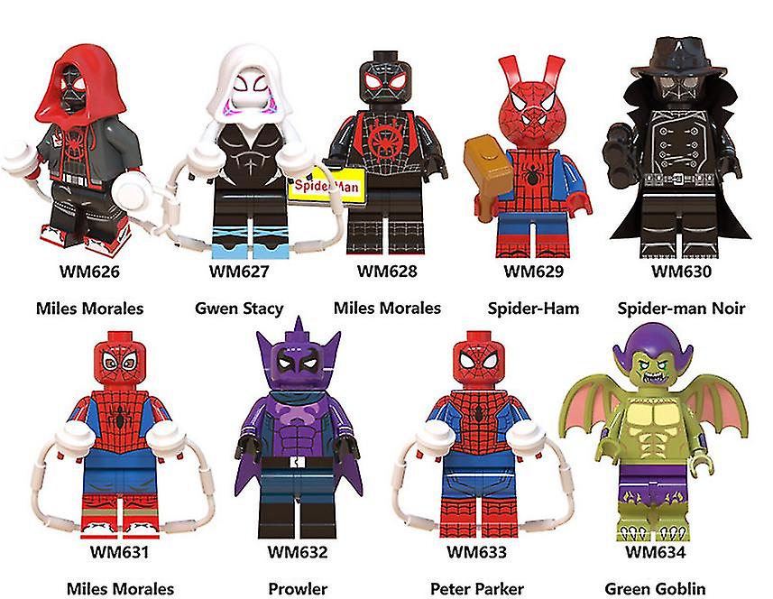 Set Of 9 Spiderman Figures Building Blocks 3-7cm