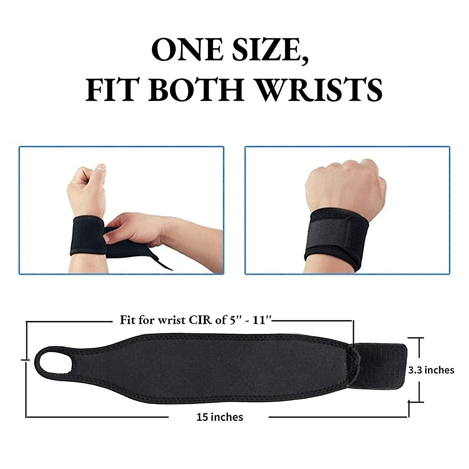 2 Pack Adjustable Sport Wrist Brace， Wrist Support， Wrist Wrap， Wrist Strap， Hand Support， Carpal Tunnel Brace For Fitness， Arthritis and Tendinitis Pai