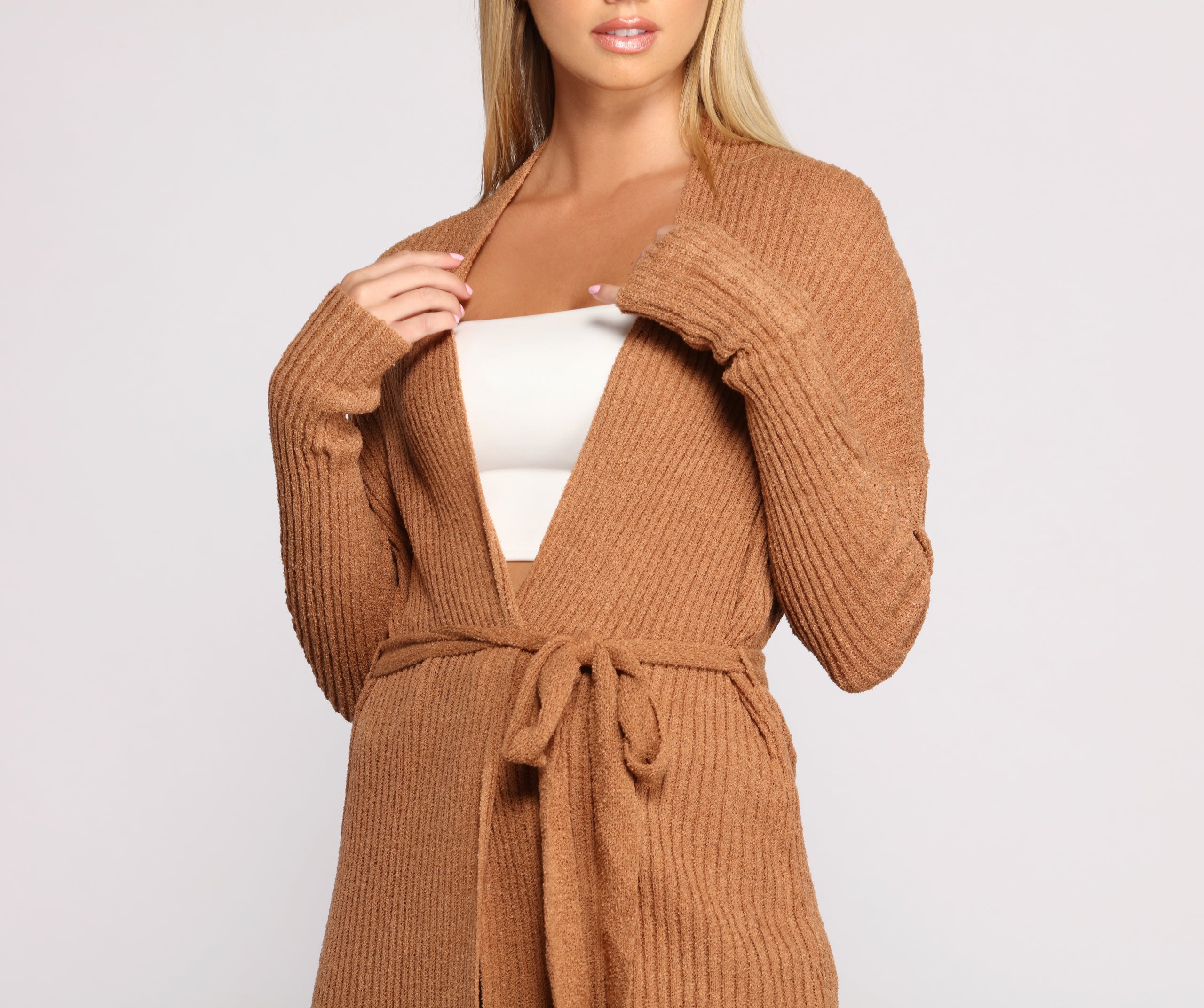 The Every Day Ribbed Tie Waist Cardigan