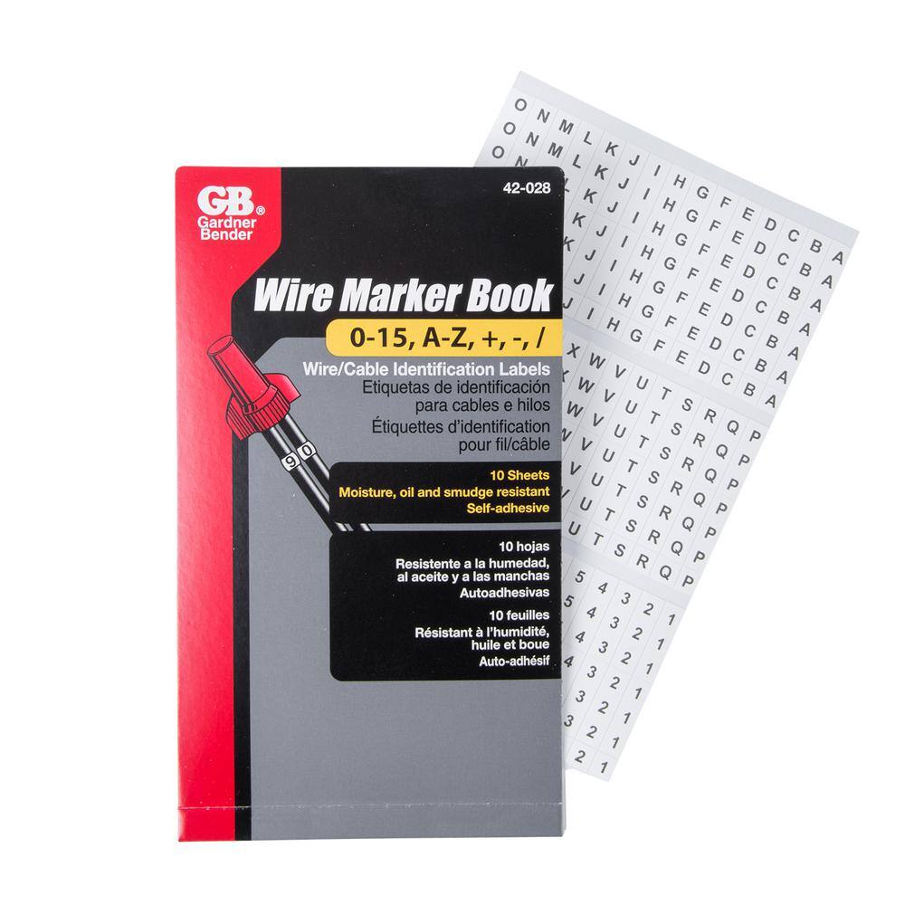 Gardner Bender Wire Marker Booklet A-Z 0-15 symbols 42-028