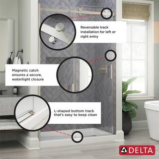 Delta Commix 48 in. x 76 in. Sliding Frameless Shower Door in Matte Black with 516 in. (8 mm) Clear Glass (1) SDESR48-MB-R