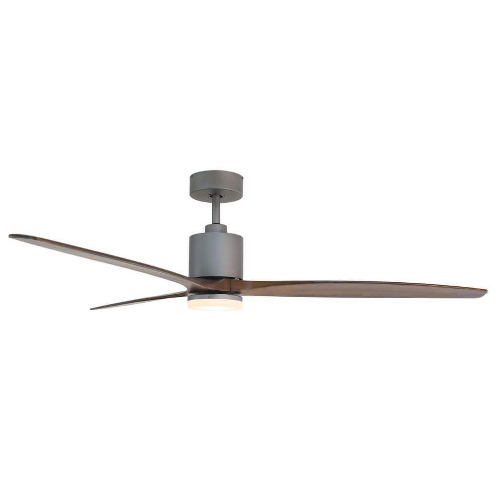 FORNO VOCE Tripolo 72 in Titanium Body and Black Walnut Wood Blade Integrated LED Indoor Voice Activated Smart Ceiling Fan