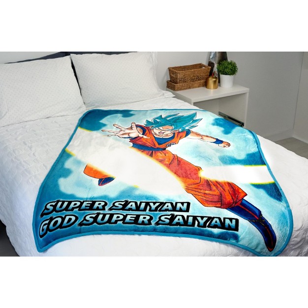 Dragon Ball Z Super Goku Super Saiyan Blue Fleece Throw Blanket