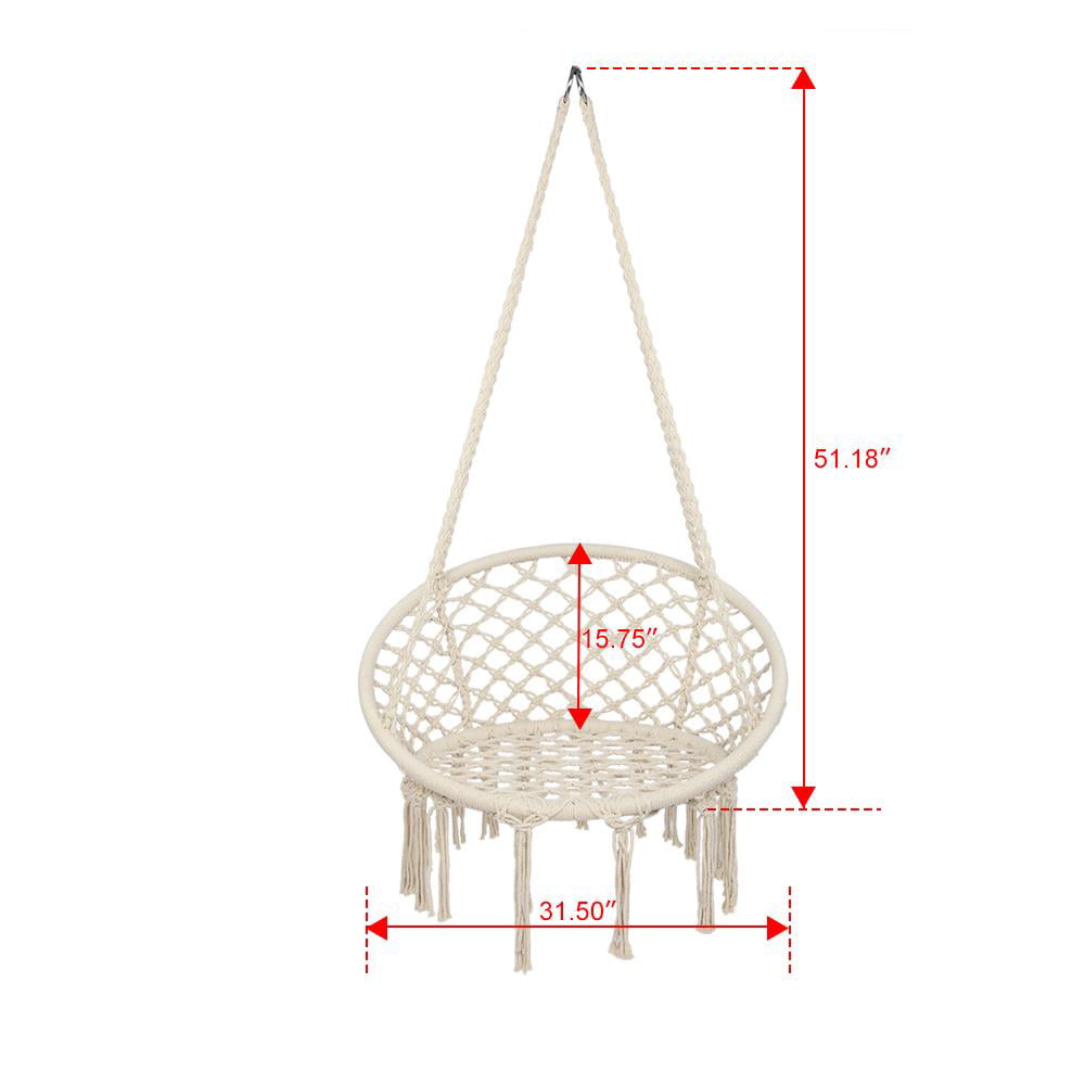 Zimtown Boho Style Rattan Chair Hanging Hammock Swing Chairs for Indoor/Outdoor, Beige, Iron Ring