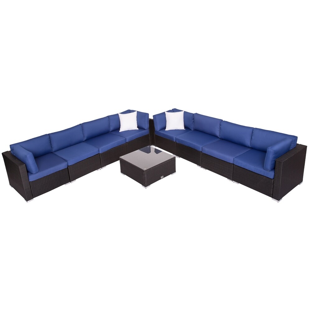 Kinbor Patio Sectional Sofa  weather Rattan Chat Set