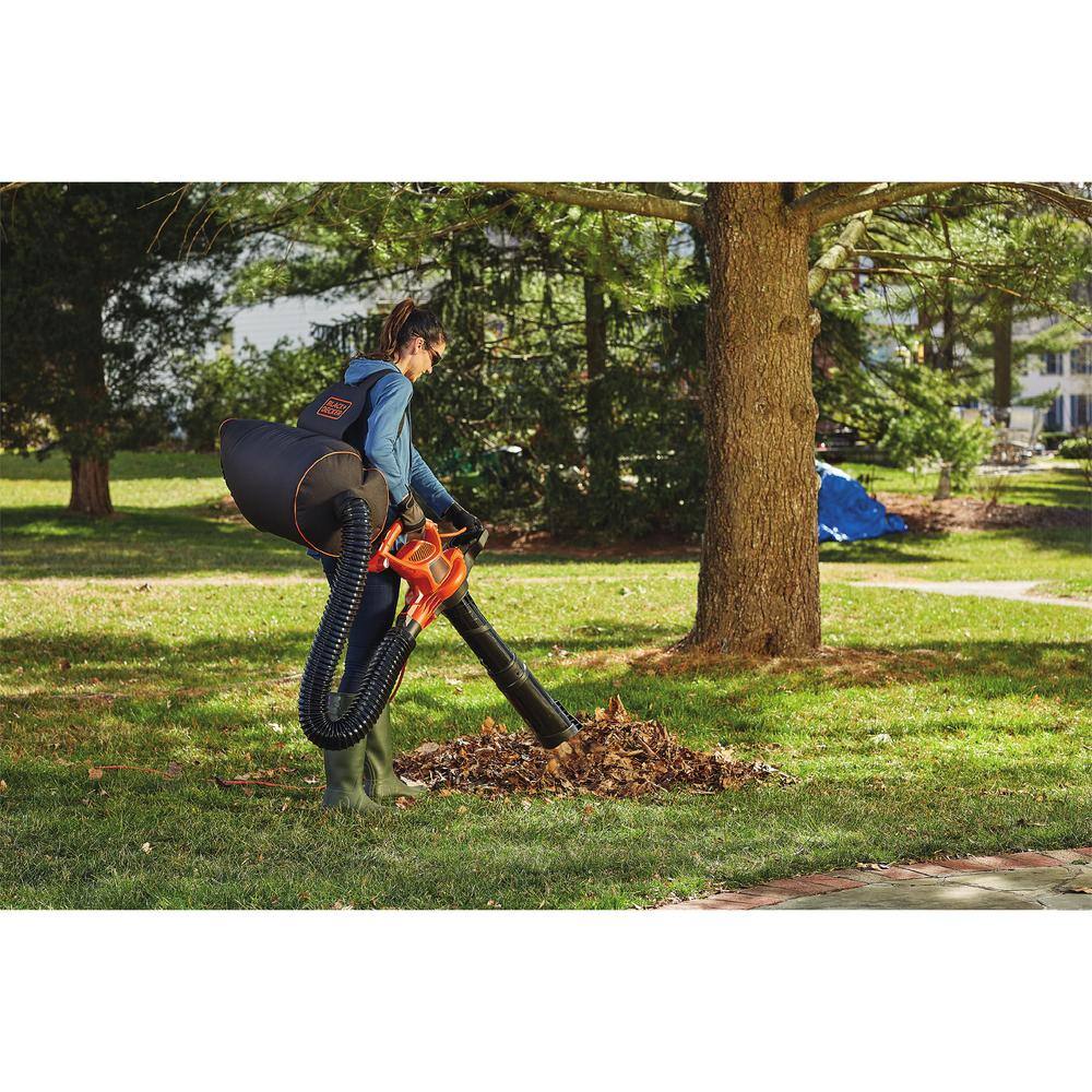 BLACK+DECKER 12 AMP 250 MPH 400 CFM Corded Electric 3-In-1 Backpack Leaf Blower Vacuum  Mulcher BEBL7000