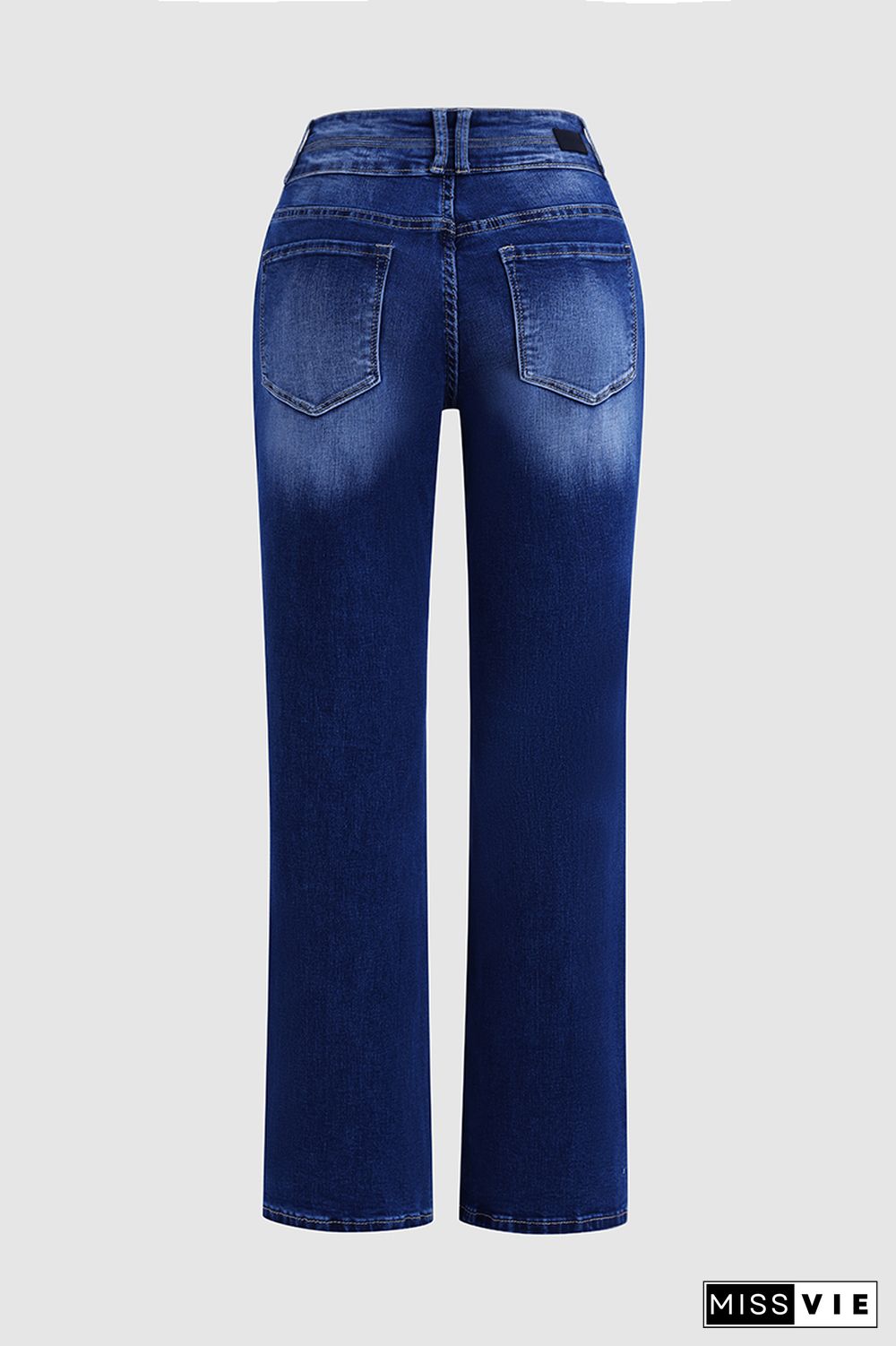 Double Button Mid Rise Bootcut Jeans