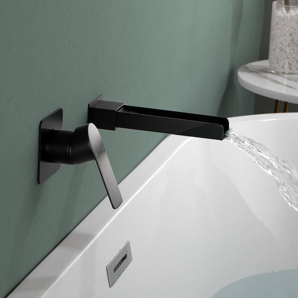 matrix decor Single Handle Wall Mounted Bathroom Faucet in Matte Black MD-2418B