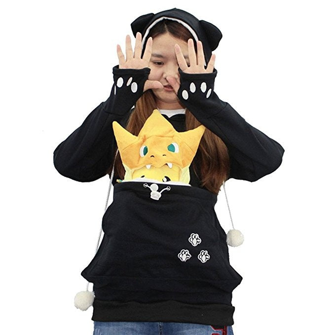 Cat Dog Pet Pocket Women Men Unisex Kangaroo Coat Hoodies Jumper Sweatshirt