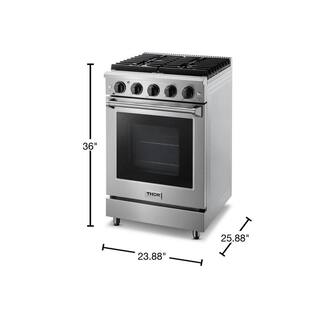 Thor Kitchen 24 in. 3.7 cu. ft. Gas Range with Convection in Stainless Steel LRG2401U