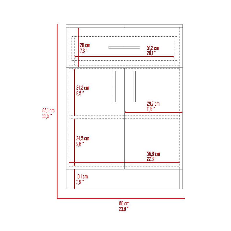 Oxford Pantry Cabinet， One Drawer， One Double Door Cabinet With Two Shelves