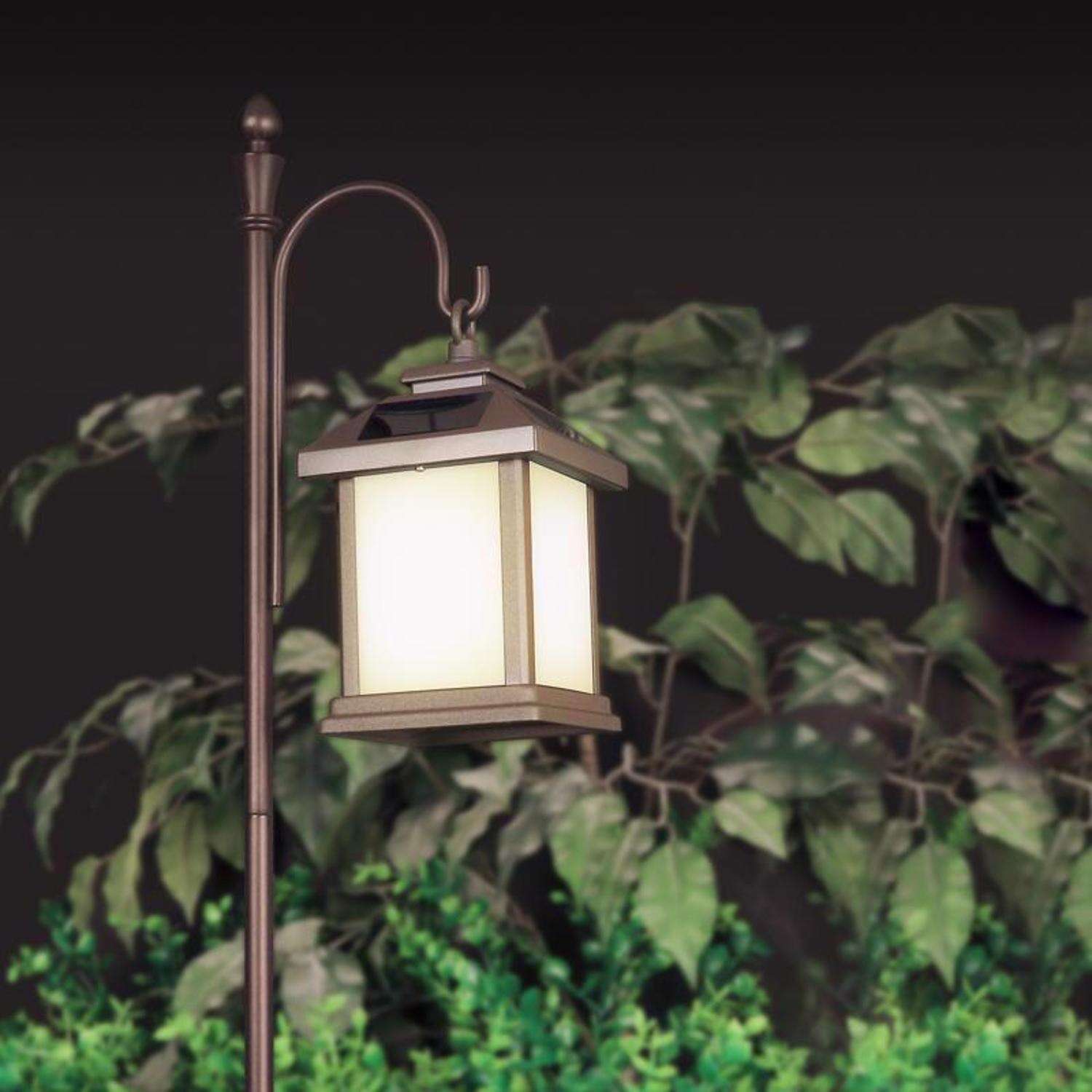 Feit Smart Home 4 in. Solar Power Metal Square Hanging Pathway Light Bronze