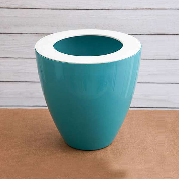 8 inch (20 cm) Convex Round Plastic Planter (Sea Green)