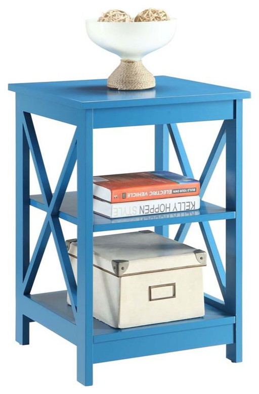 Home Square 2 Piece Square Solid Wood End Table Set in Blue   Contemporary   Side Tables And End Tables   by Homesquare  Houzz