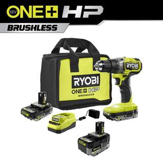 RYOBI ONE+ HP 18V Brushless Cordless 2-Tool Combo Kit with DrillDriver Batteries Charger and Bag with Extra 4.0 Ah Battery PBLDD01K-PBP004