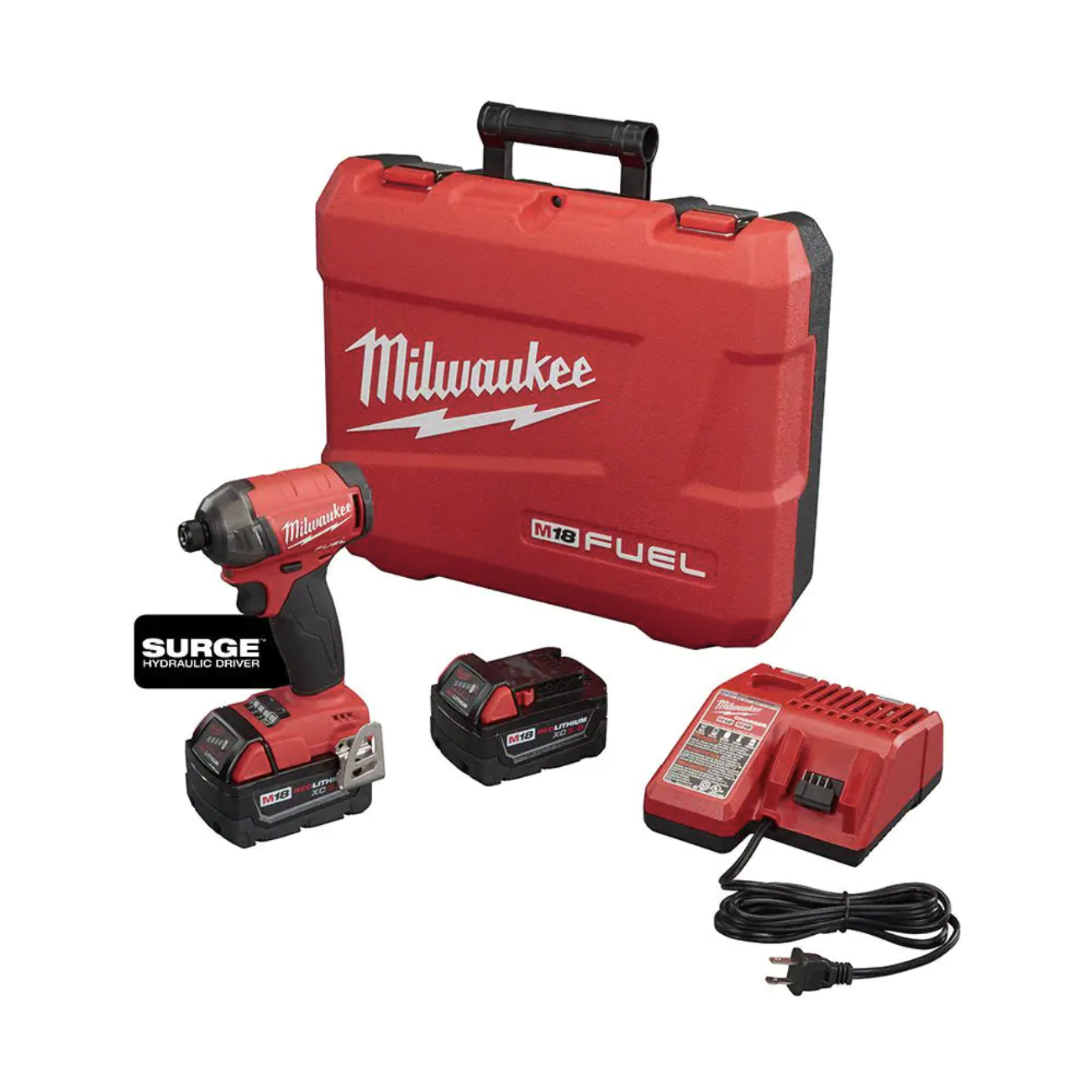 Milwaukee M18 FUEL SURGE 18V Lithium-Ion Brushless Cordless 1/4 in. Hex Impact Driver Compact Kit with Two 5.0 Ah Batteries