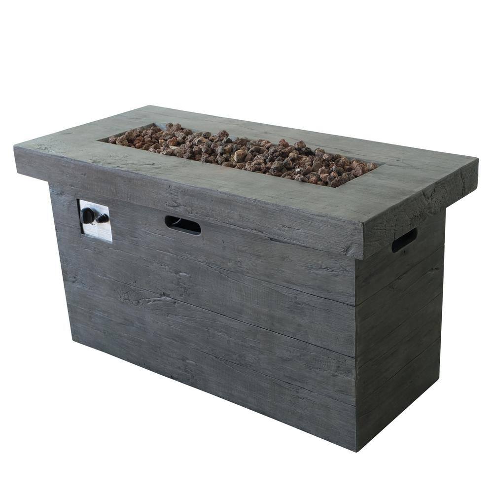 Noble House Sergio 45 in. x 25 in. Rectangular MGO Propane Fire Pit in Grey 17029