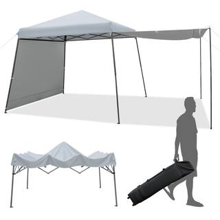 ANGELES HOME 10 ft. x 10 ft. Gray Instant Pop-up Canopy Folding Tent with Sidewalls and Awnings Outdoor 10NP8CK702GR