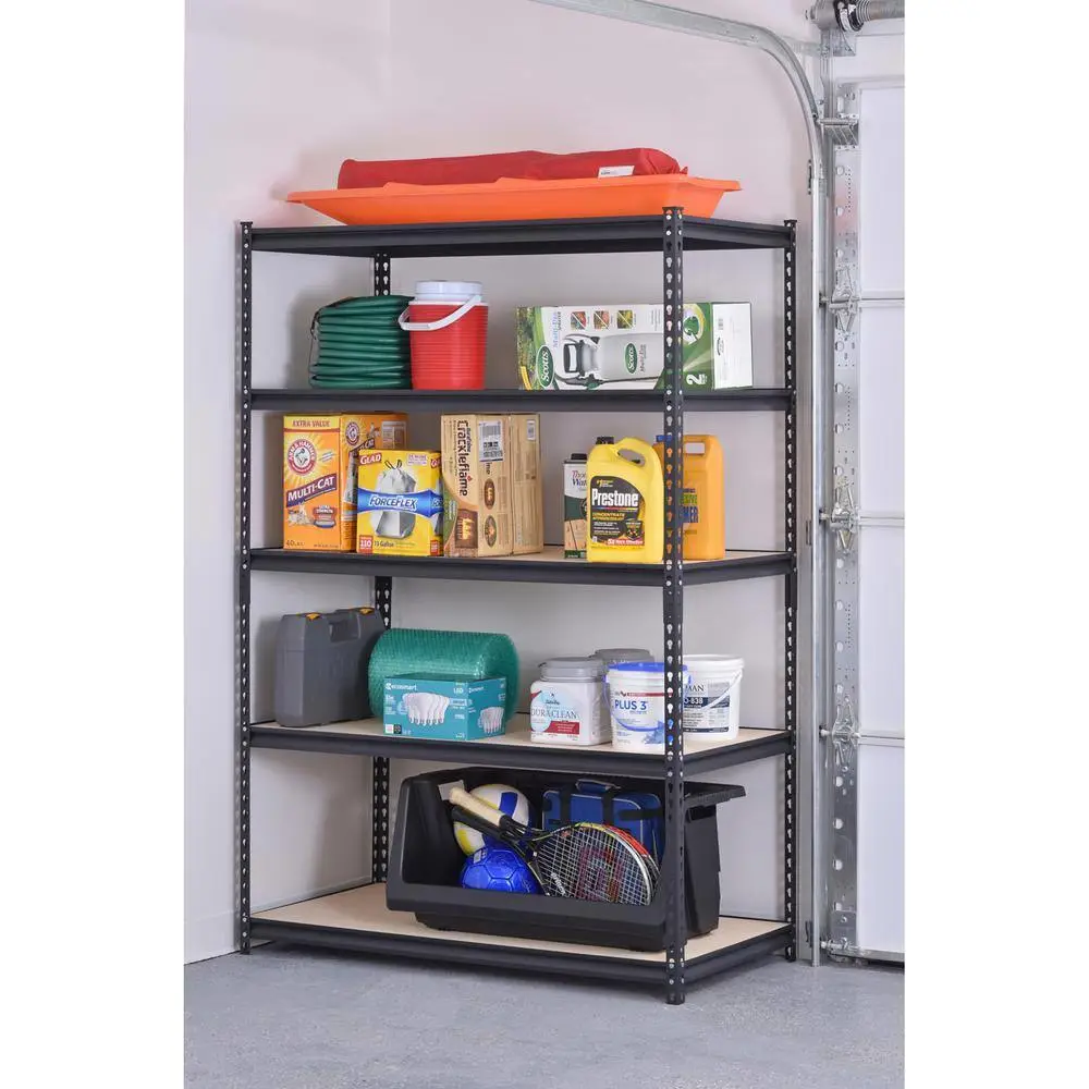 Muscle Rack 5-Tier Heavy Duty Steel Garage Storage Shelving Unit in Black (48 in. W x 72 in. H x 24 in. D) UR-245PBB