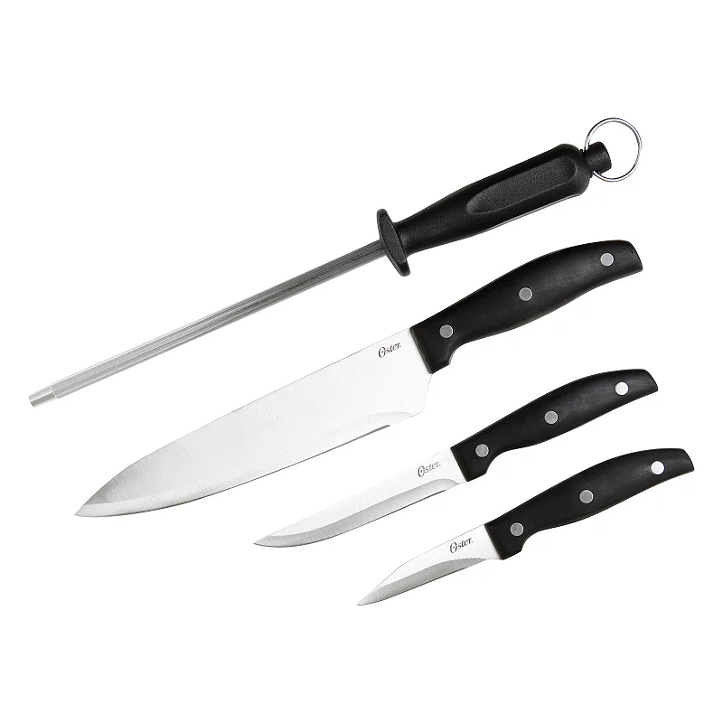 Oster Cocina Granger 4 Piece Stainless Steel Blade Cutlery Set in Black