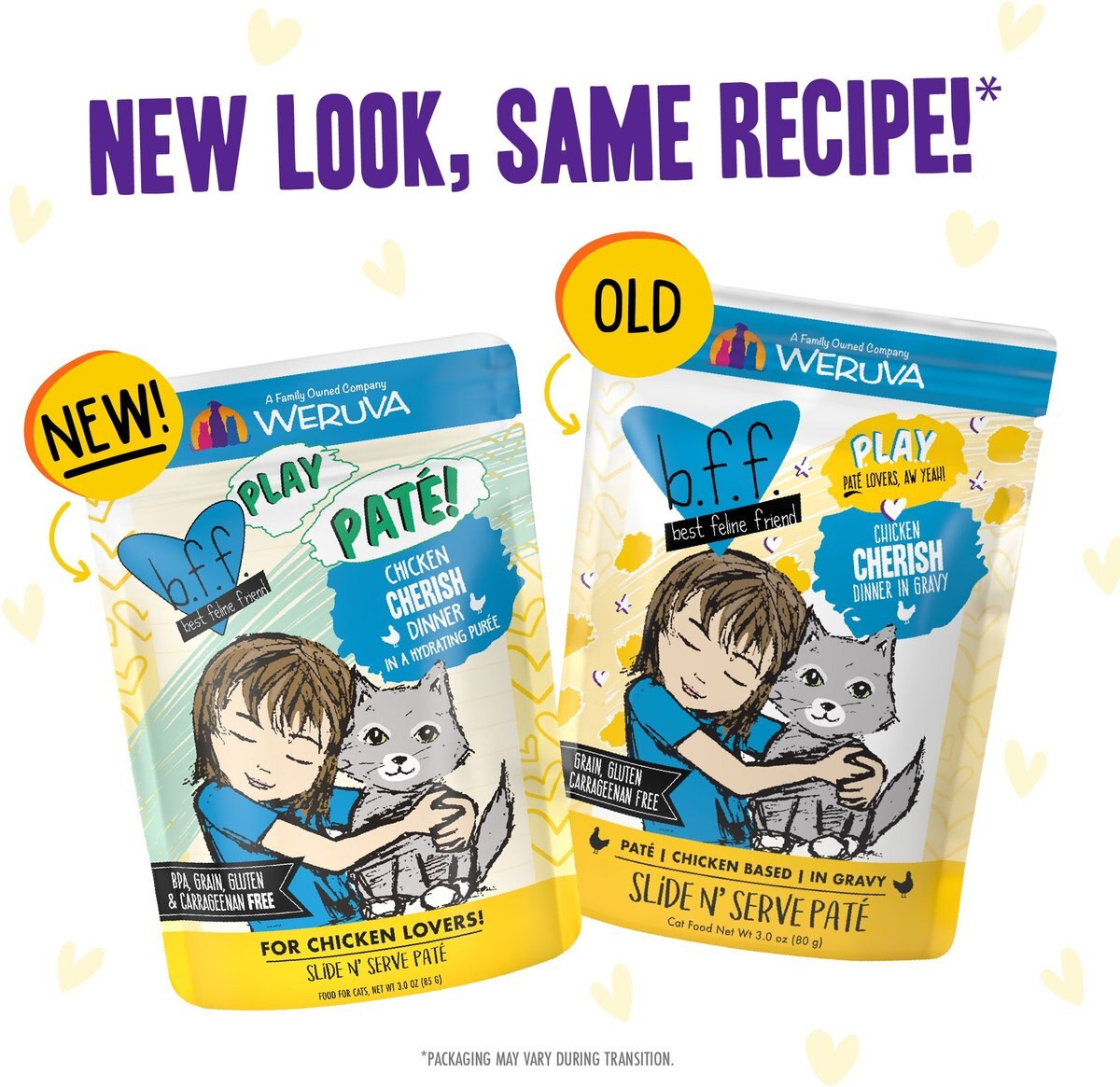 Weruva Best Feline Friend Paté Lovers， Aw Yeah! Paté Soiree! Variety Pack Grain-Free Wet Cat Food， 2.8-oz pouch， case of 12