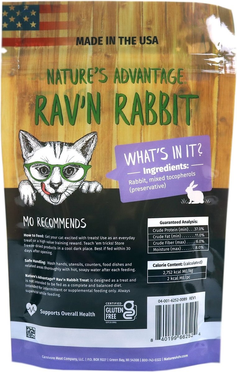 Nature's Advantage Rav'n Rabbit Cat Treats， 2-oz bag