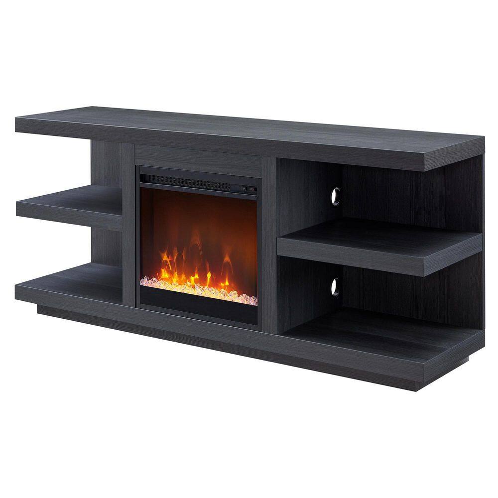 MeyerCross Maya Rectangular Charcoal Gray TV Stand with Crystal Fireplace For TV's up to 65 in. TV1725