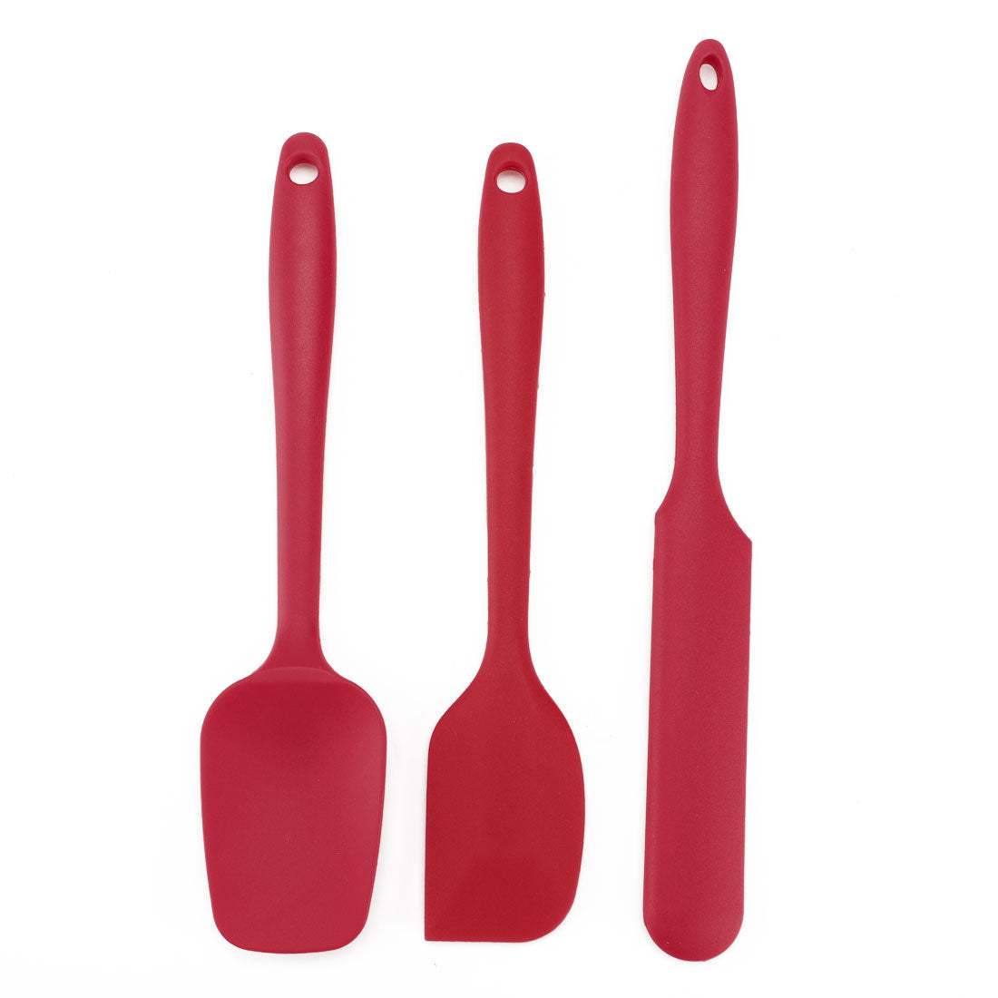 Uxcell Kitchen Cooking Silicone Spatula Set Heat Resistant Scraping Baking Utensils Red 3 Pieces