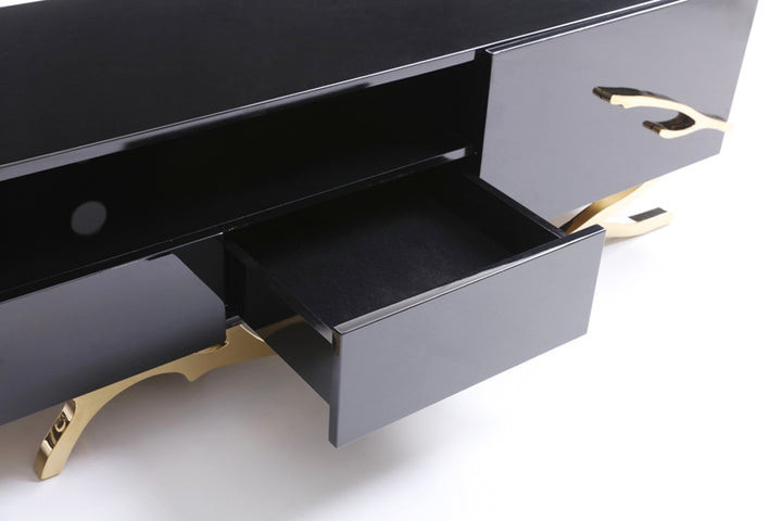 Melisa Modern Black and Gold TV Stand   Modern   Entertainment Centers And Tv Stands   by Virgil Stanis Design  Houzz