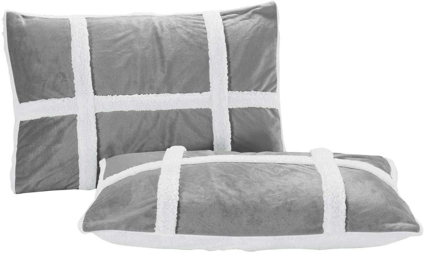 Softest Coziest Plaid Pattern Sherpa Premium Quality Down Alternative Micro-Suede 3-Piece Reversible Comforter Set