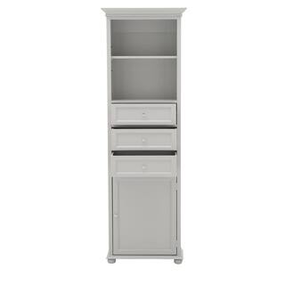 Home Decorators Collection Hampton Harbor 22 in. W x 10 in. D x 67-12 in. H Linen Storage Cabinet in Dove Grey BF-21892-DG