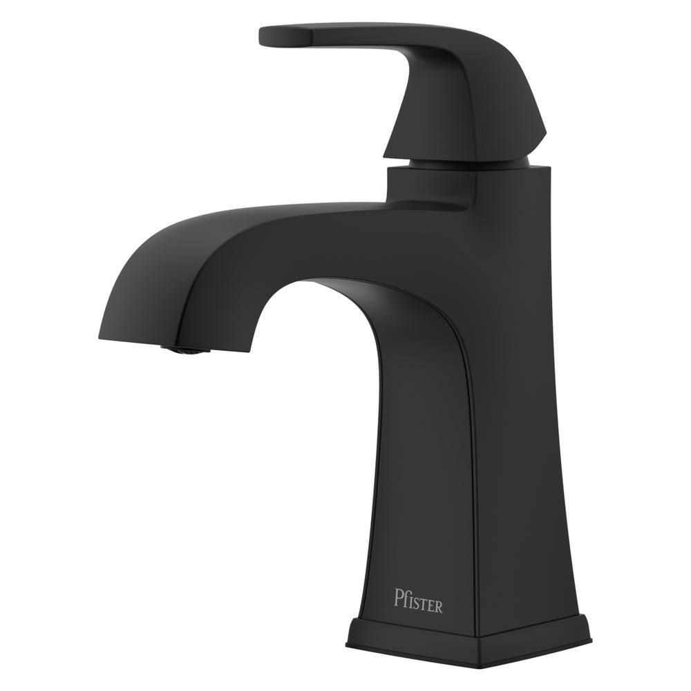 Pfister Bellance Single Handle Single Hole Bathroom Faucet with Drain Kit and Deckplate included in Matte Black LF-042-BLLB