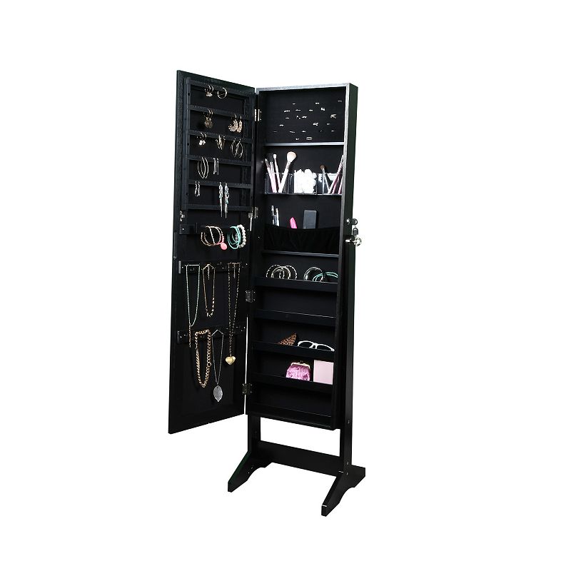 Prinz Black Frameless Jewelry Cabinet Mirror Floor Decor