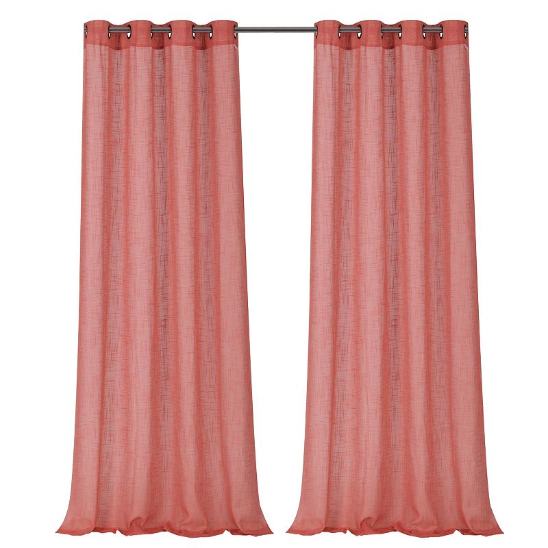 Kate Aurora 2 Pack Semi Sheer Grommet Top Window Curtains