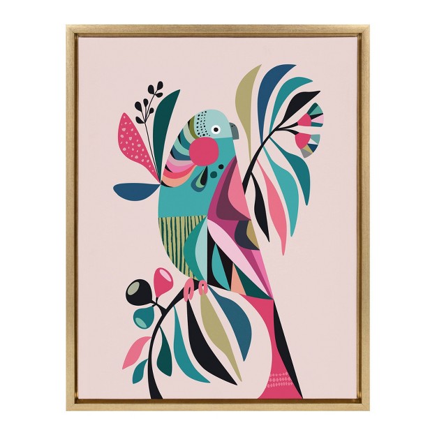 X 24 quot Sylvie Parakeet Framed Canvas Wall Art By Rachel Lee Gold Kate And Laurel