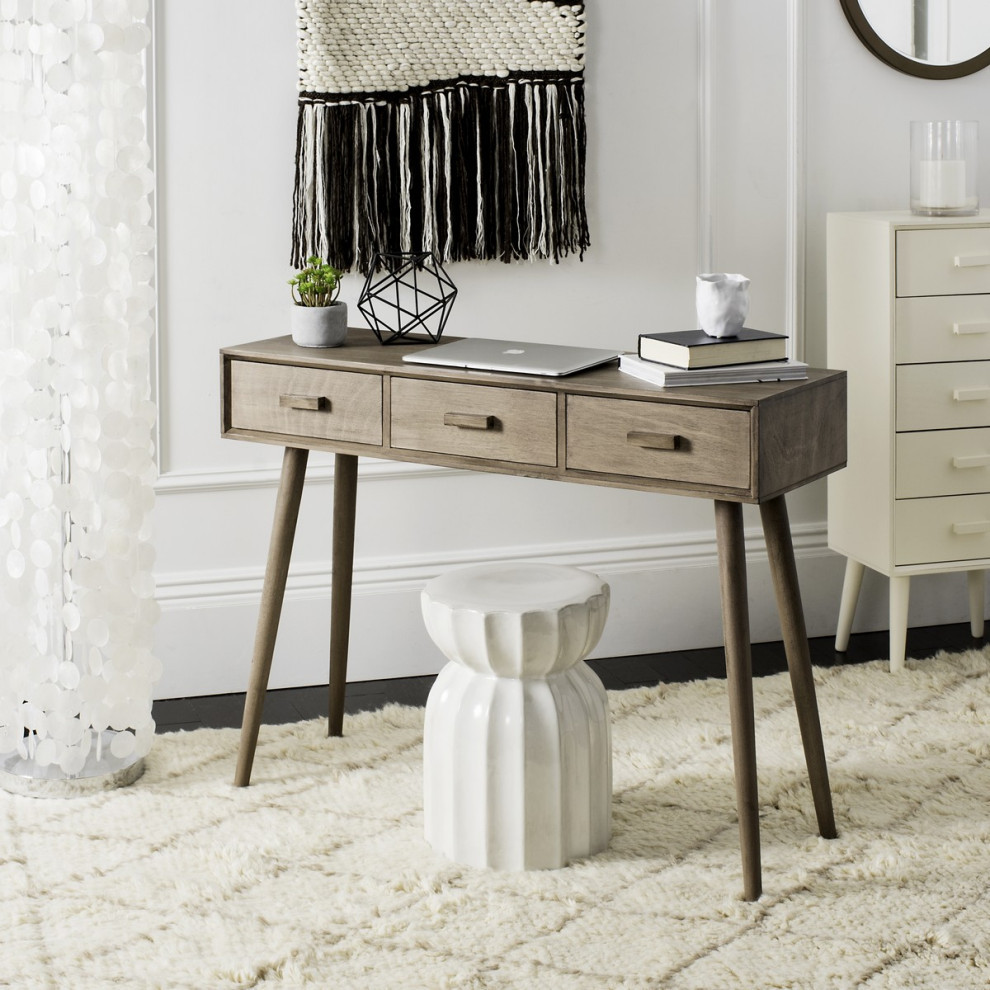 Lucia 3 Drawer Console Table Chocolate   Midcentury   Console Tables   by V.S.D Furniture  Houzz