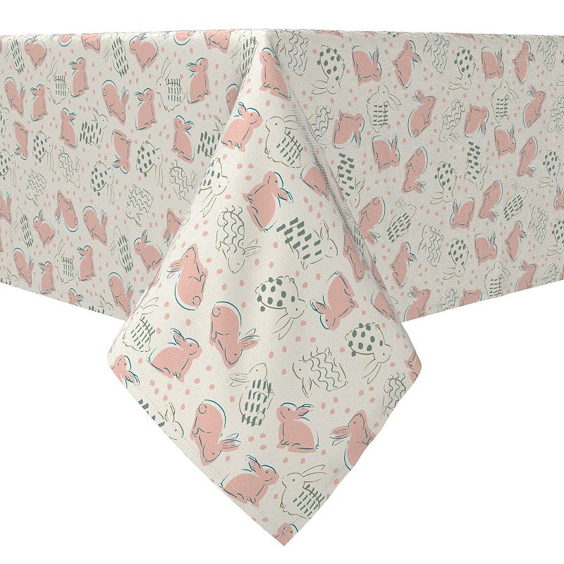 Square Tablecloth， 100% Cotton， 60x60， Patterned Bunnies