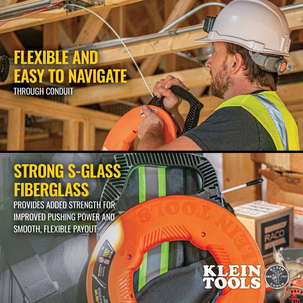 Klein Tools 100 ft. Non-Conductive Fiberglass Fish Tape (56371) 56371