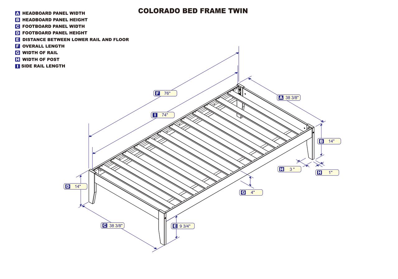 Colorado Twin Bed in White with USB Turbo Charger