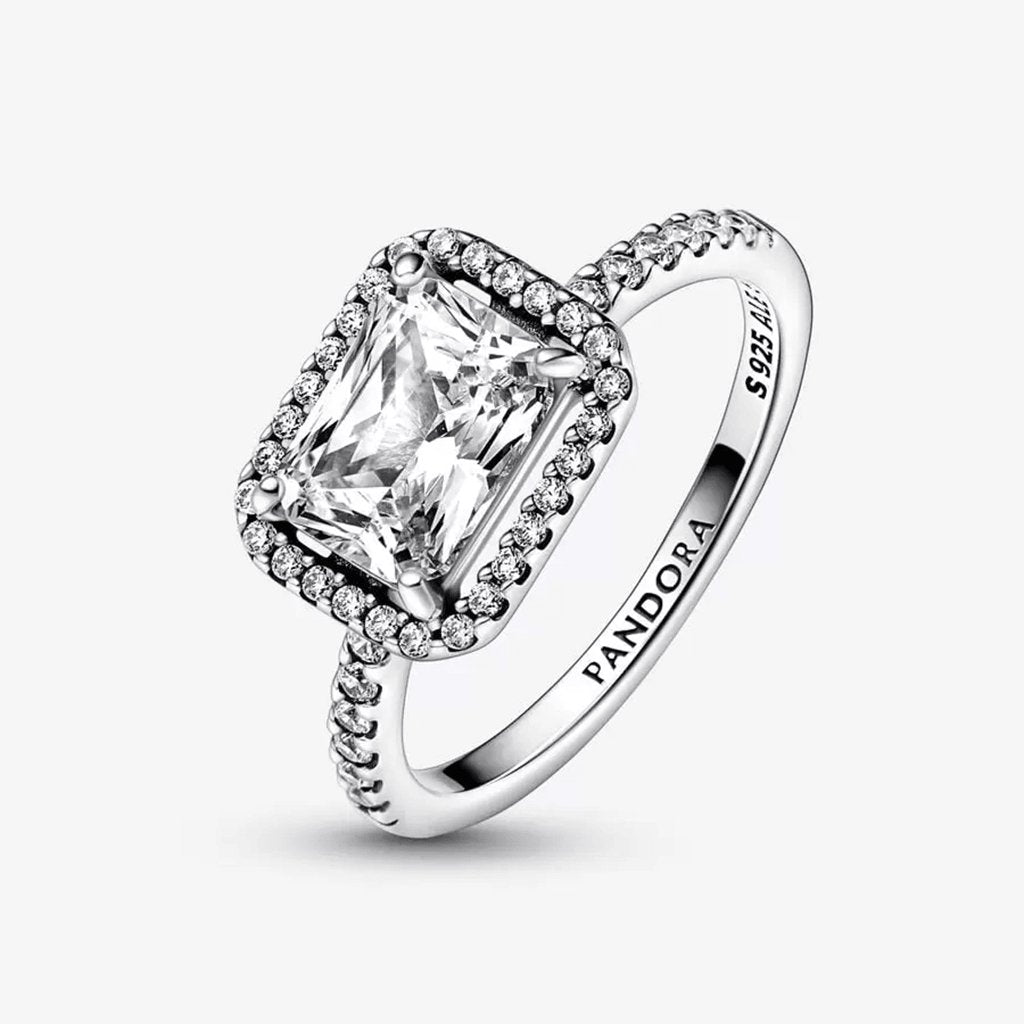 PANDORA  Rectangular Sparkling Halo Ring