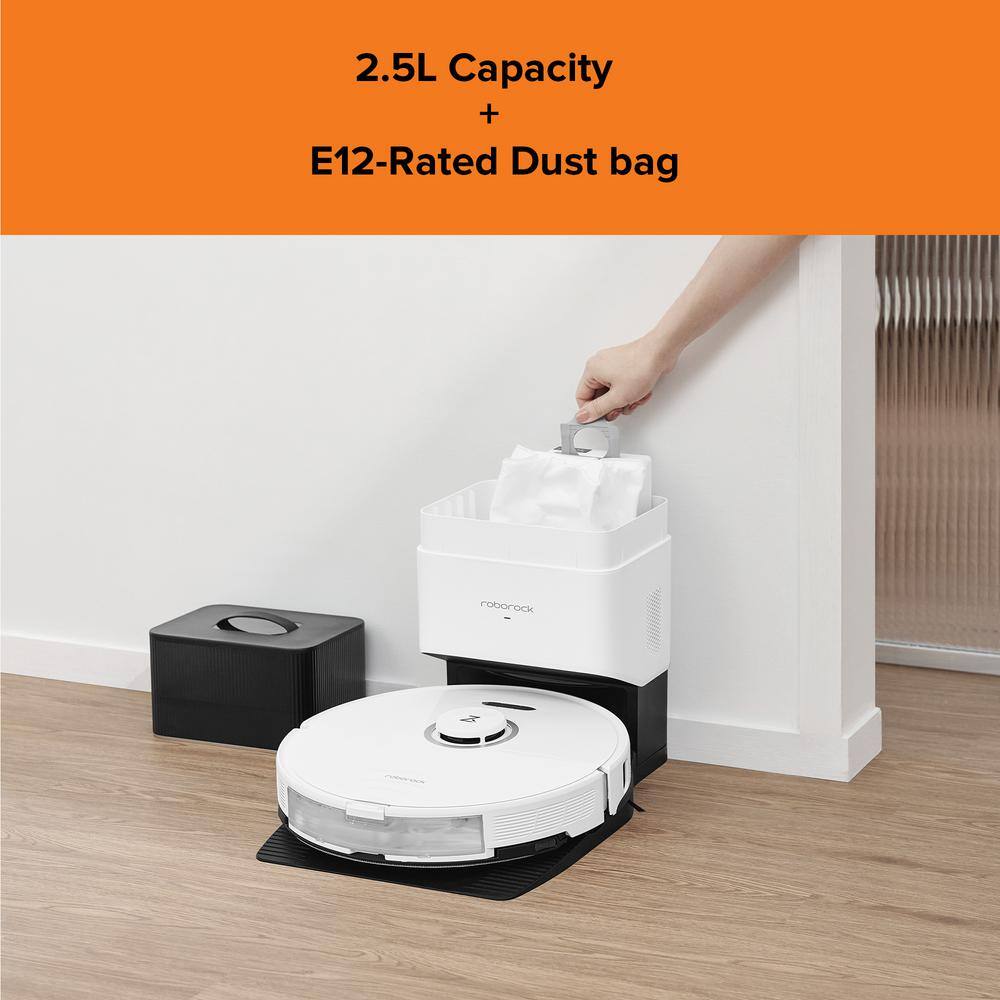 ROBOROCK S8 Plus-WHT Self-Emptying Robot Vacuum with Sonic Mopping 6000PA Suction LiDAR Navigation Multisurface in White Roborock S8 Plus-WHT