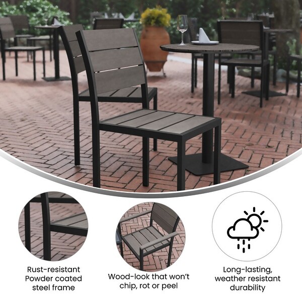 Commercial Grade Outdoor Faux Teak Armless Patio Dining Chair