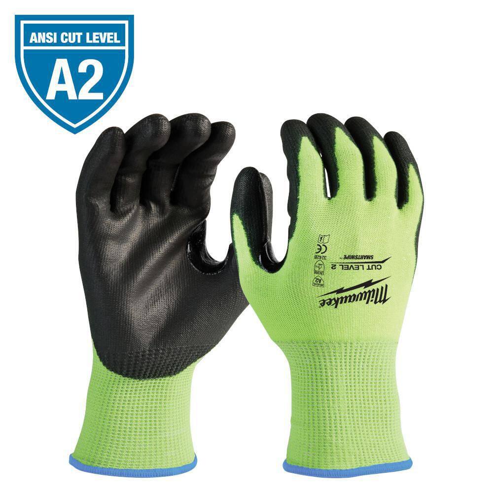 MW X-Large High-Visibility Cut 2 Resistant Polyurethane Dipped Work Gloves 48-73-8923