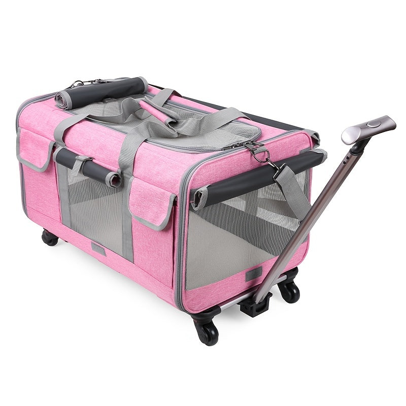 Portable Pet Carrier Bag， Pet Carrier Stroller For Small Medium Dogs and Cats， Outdoor Pet Trolley