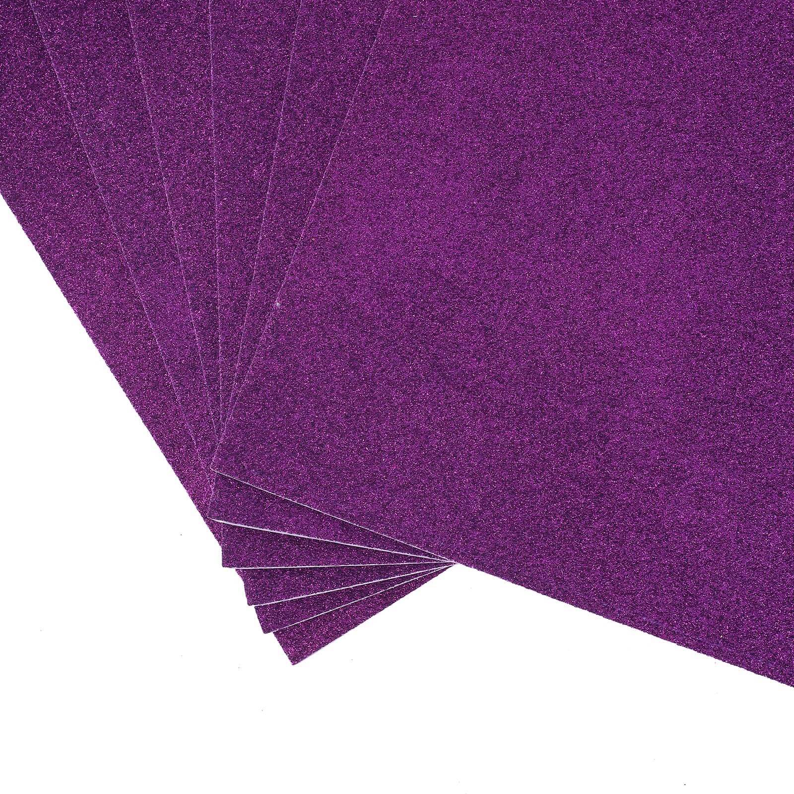 10 Pack Purple Self-Adhesive Glitter DIY Craft Foam Sheets 12